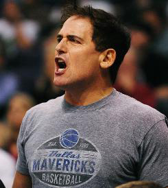  Dallas Mavericks owner Mark Cuban reacts during the second half of a basketball game against the Phoenix Suns in January 2010.
