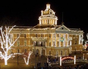 Old Harrison County Courthouse of Marshall lights up for the “Wonderland of Lights”